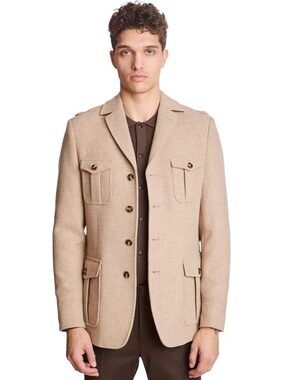 Paisley & Gray Men's Collared Utility Jacket Light Tan Color Brand New Size M